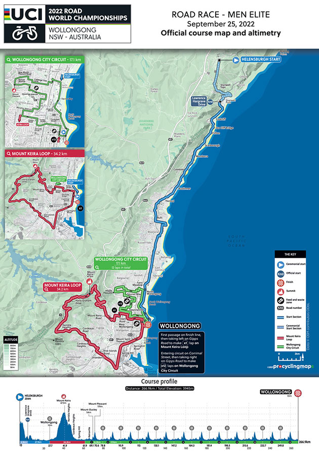 Elite men's road race map & profile