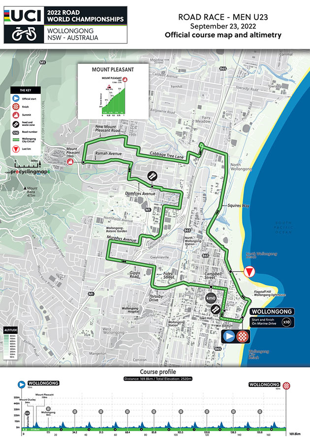 Men Under 23 road race map